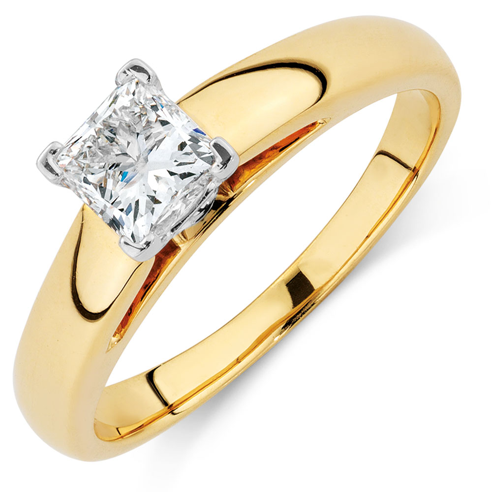 Certified Solitaire Engagement Ring with a 3/4 Carat Diamond in 14kt
