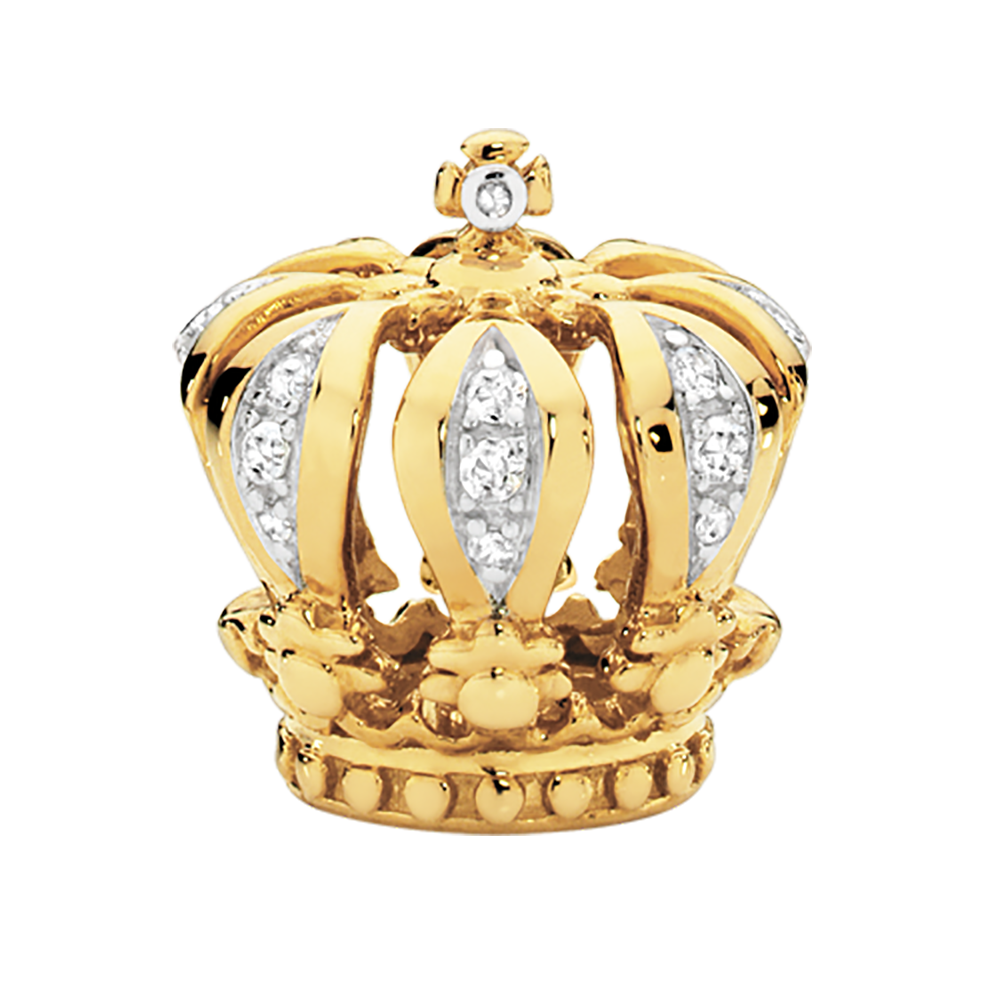 Diamond Set & 10kt Yellow Gold Crown Charm