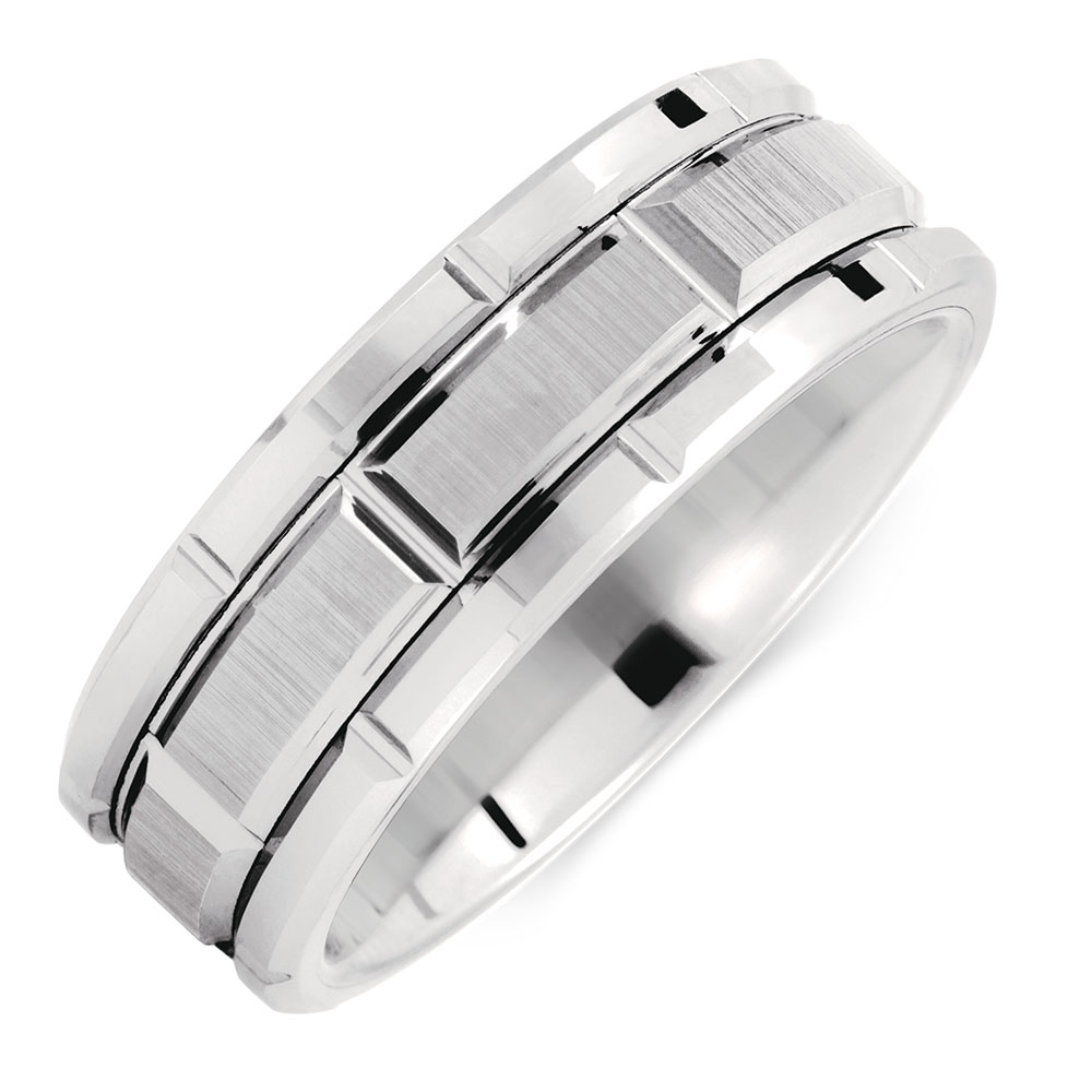 Patterned Ring in White Tungsten Patterned Ring in White Tungsten