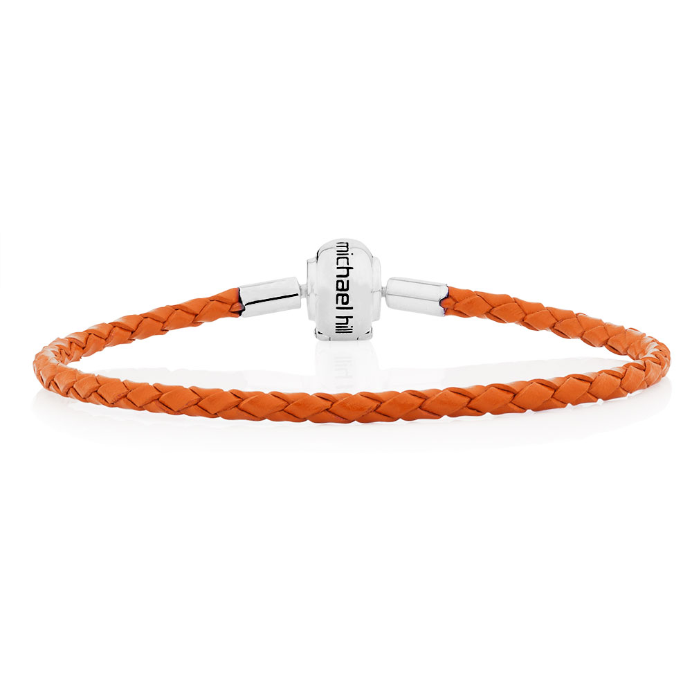 Orange Leather 19cm (7.5") Charm Bracelet