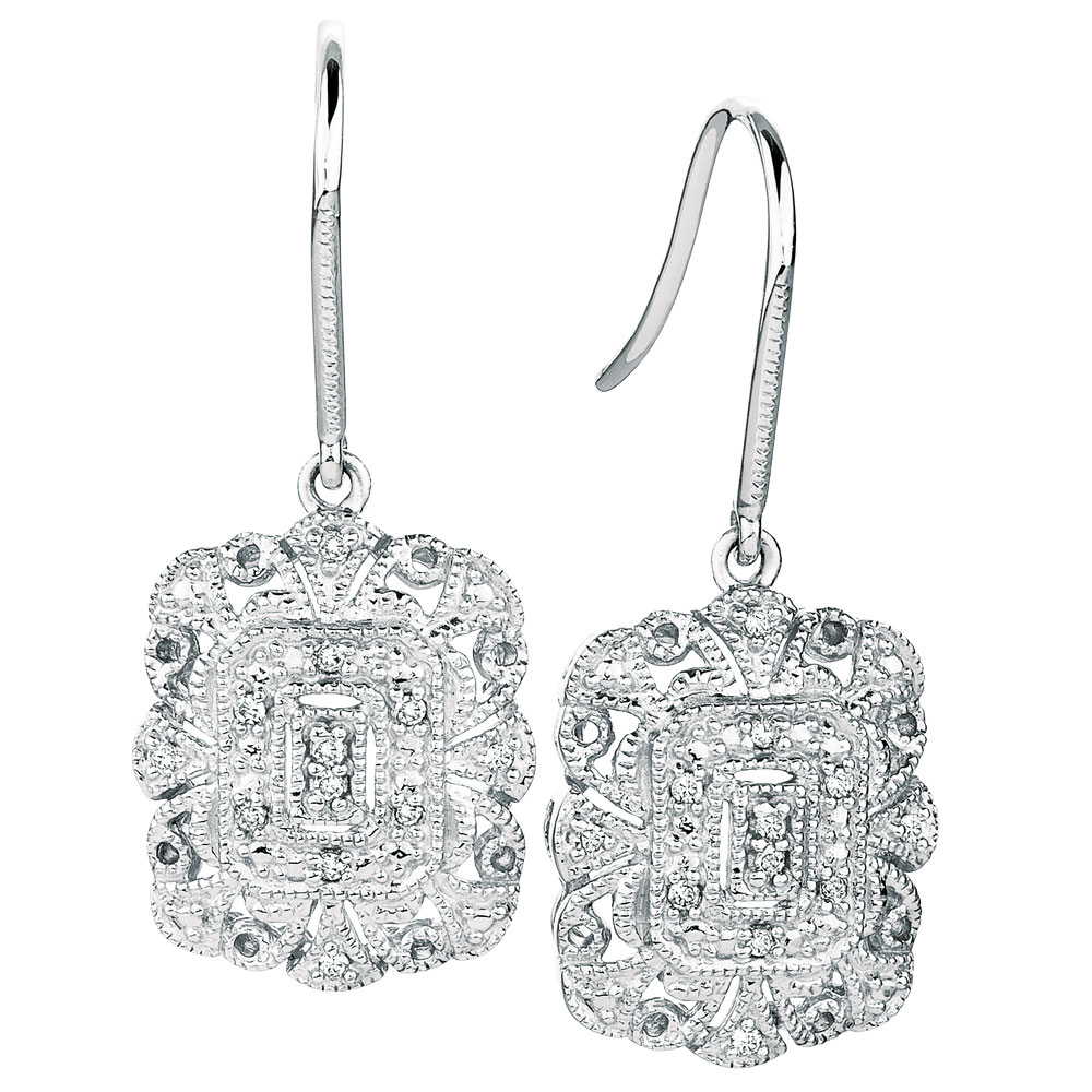 1 10 ct tw diamond sterling silver earrings