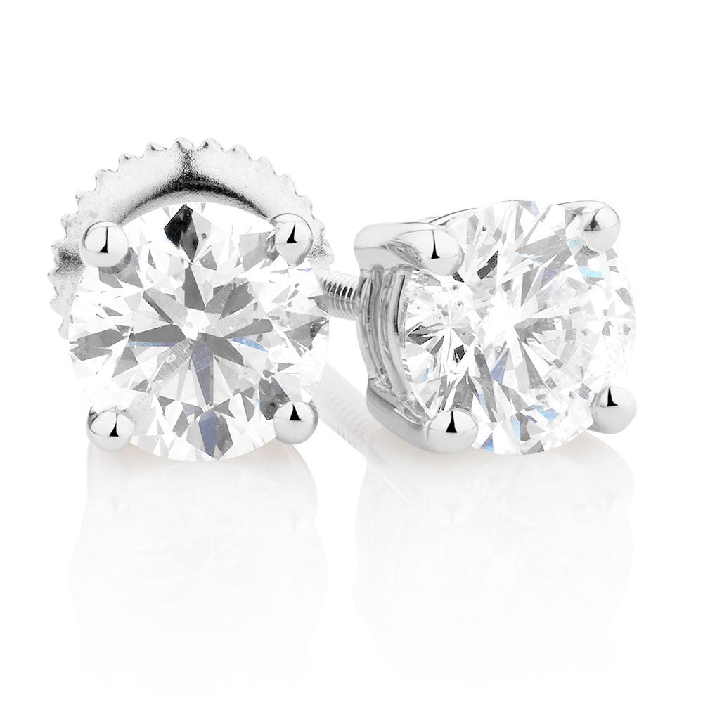 Certified Stud Earrings with 1 Carat TW of Diamonds in 14kt White Gold