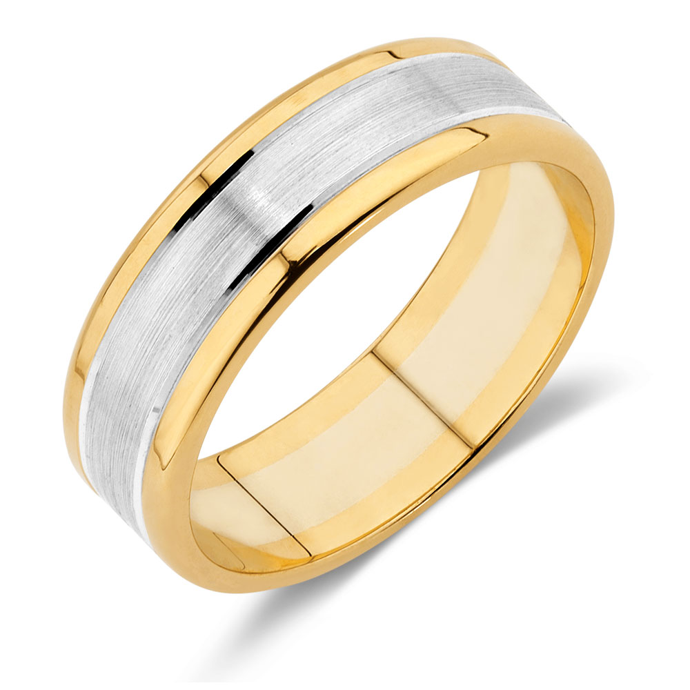 Men's Wedding Band in 10kt Yellow & White Gold