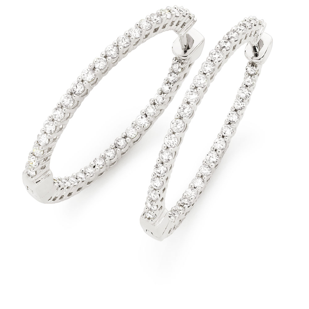 Hoop Earrings With 1 Carat Tw Of Diamonds In 18kt White Gold