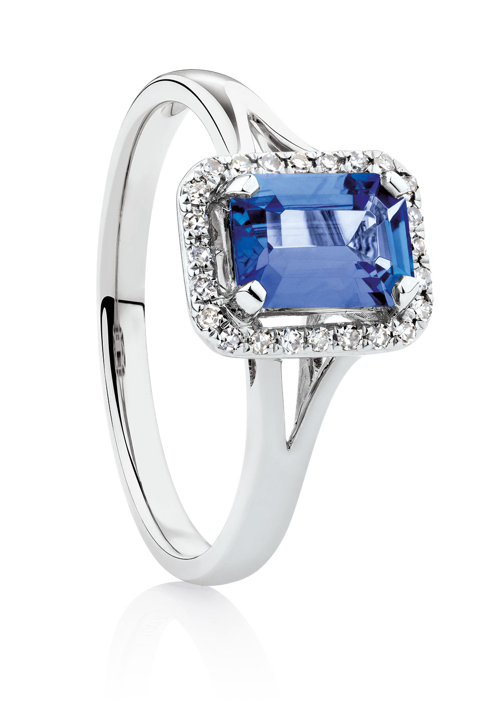 Ring With Tanzanite 1 10 Carat Tw Of Diamonds In 10kt White Gold