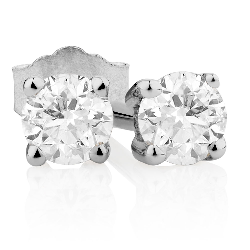 Classic Stud Earrings With 1 5 Carat Tw Of Diamonds In 10kt White Gold
