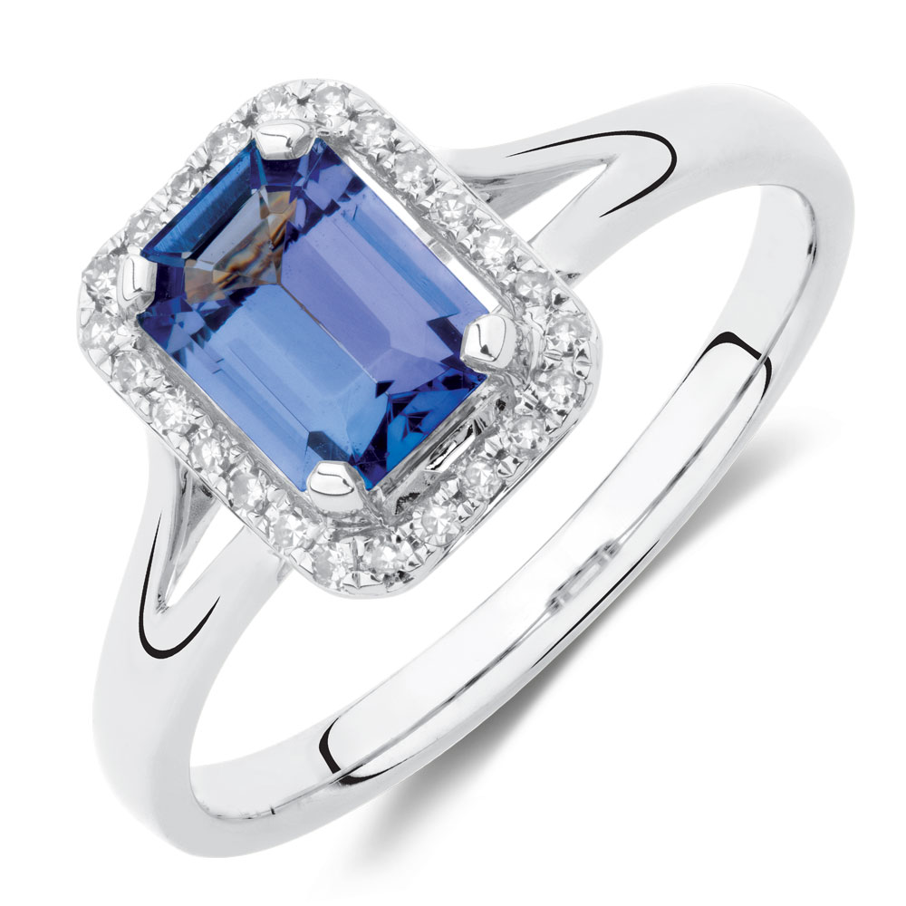Ring With Tanzanite 1 10 Carat Tw Of Diamonds In 10kt White Gold