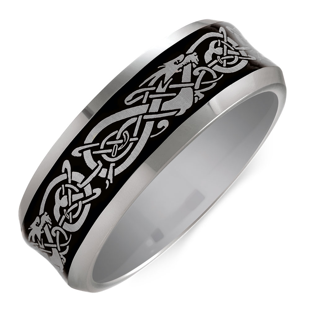 Men S Celtic Ring In Gray Tungsten