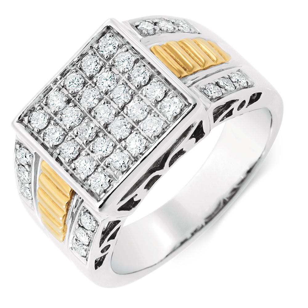 Men's Ring with 1 Carat TW of Diamonds in 10kt Yellow & White Gold