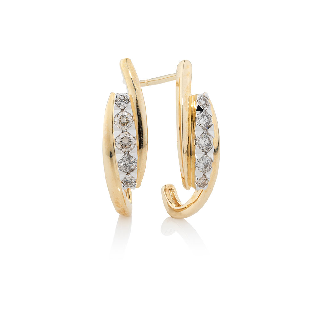 Hoop Earrings With 1 3 Carat Tw Of Diamonds In 10kt Yellow Gold
