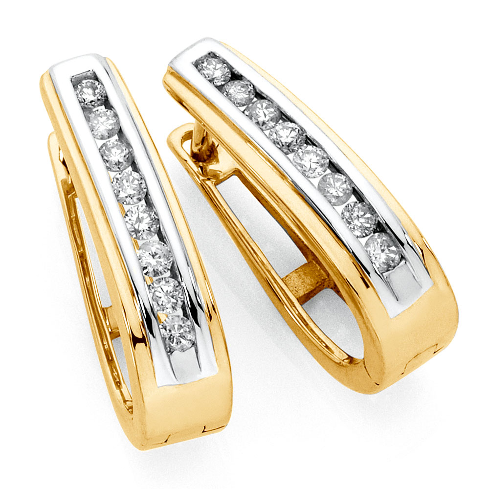 Hoop Earrings With 1 3 Carat Tw Of Diamonds In 10kt Yellow Gold